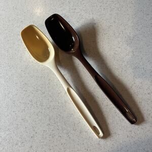 Vintage Foley Nylon Serving Basting Spoon Set Of 2 Almond & Brown 11" Cook Tool